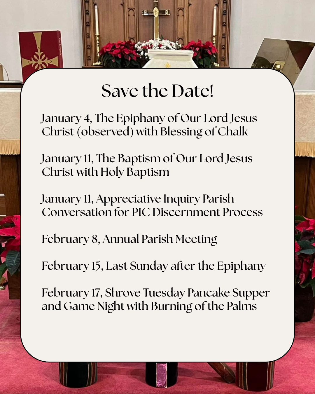 Save the Date January 2026